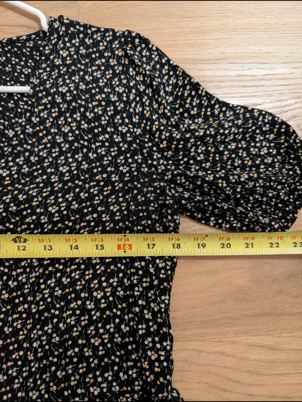Madewell Black Floral Puff Sleeve Peplum Top Size M